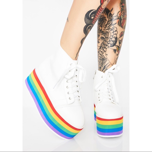 NIB RAINBOW REBELLION PLATFORM SNEAKERS - Picture 3 of 4